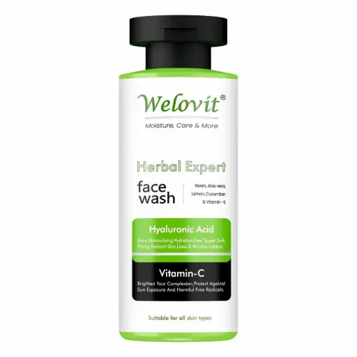 Welovit Herbal Expert Face Wash , Hyaluronic Acid & Vitamin-C 